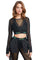 Womens black long sleeve mesh crop top with reflective elastic from Love Khaos.