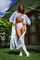 woman wearing a holographic White Sheer Kimono from Love Khaos.
