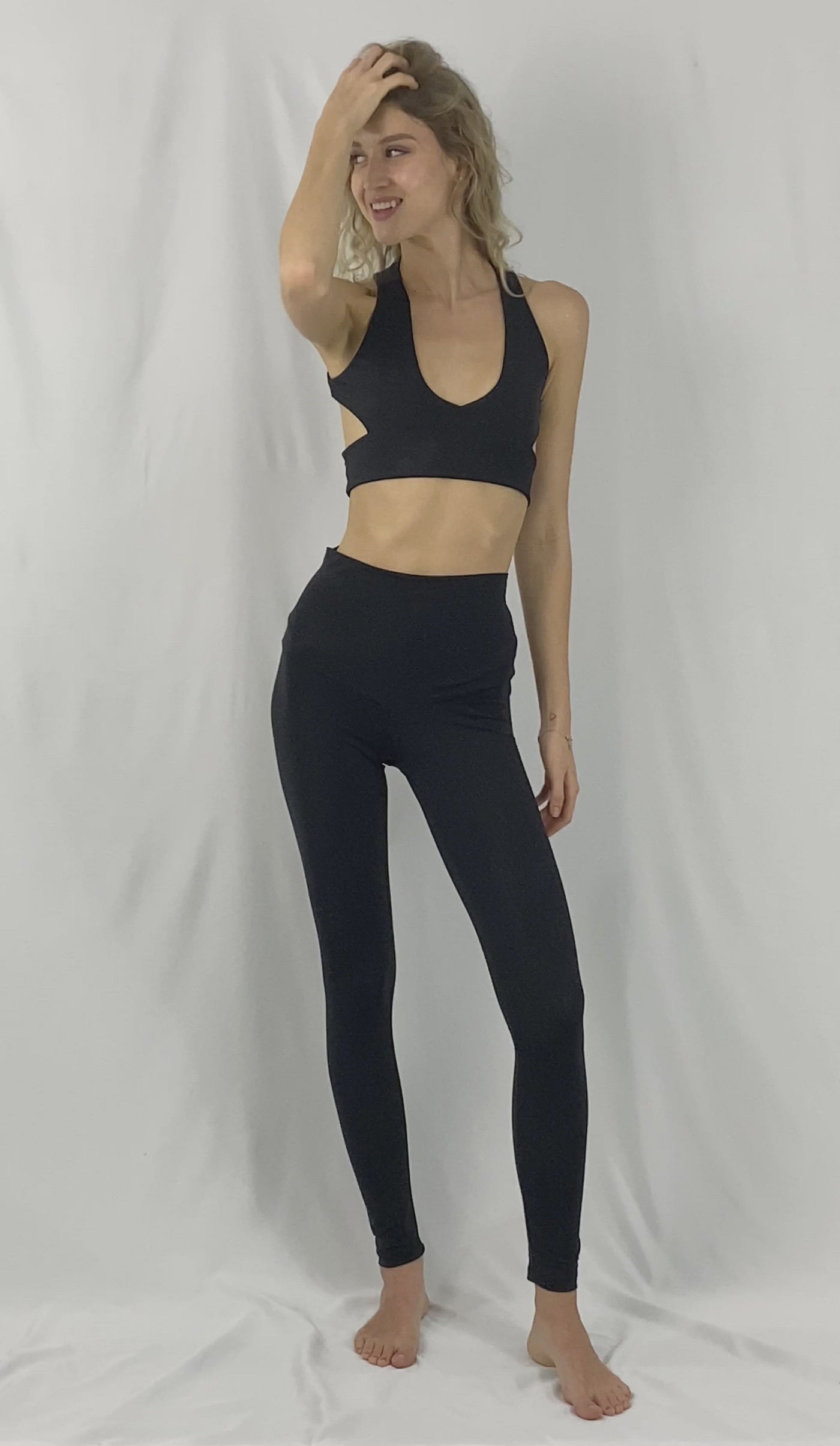 Lima Eco Friendly Black High Waisted Gym Leggings by Ekoluxe Sustainable Fashion Brand