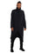 Mens high collar coat in black organic cotton from Ekoluxe