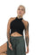 Black High Neck Halter Crop Top by Ekoluxe, Sustainable Fashion Brand