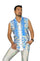 Holographic Powder Blue Ruffled Tuxedo Shirt from Love Khaos Festival Clothing Brand.