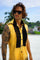 Black and Holographic Gold Ruffle Tuxedo Shirt from Love Khaos Festival Clothing brand.