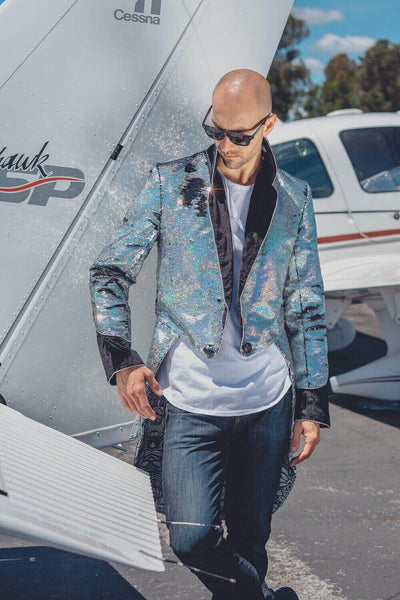 Mens Sequin jacket with tails by Love Khaos Festival Clothing